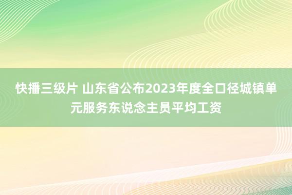 快播三级片 山东省公布2023年度全口径城镇单元服务东说念主员平均工资